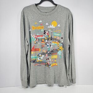 Walt Disney World Play In the Park Mickey 4 Parks Gray Long Sleeve Shirt Men's L